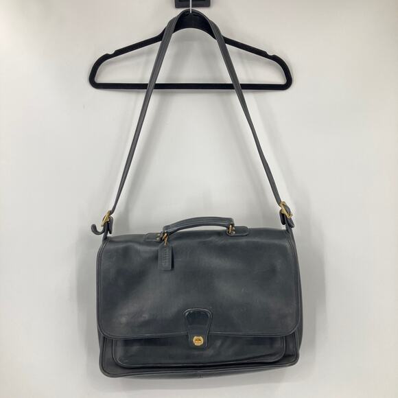 Vintage Coach Black 5180 Metropolitan Leather Adjustable Briefcase Messenger Bag - Picture 1 of 16